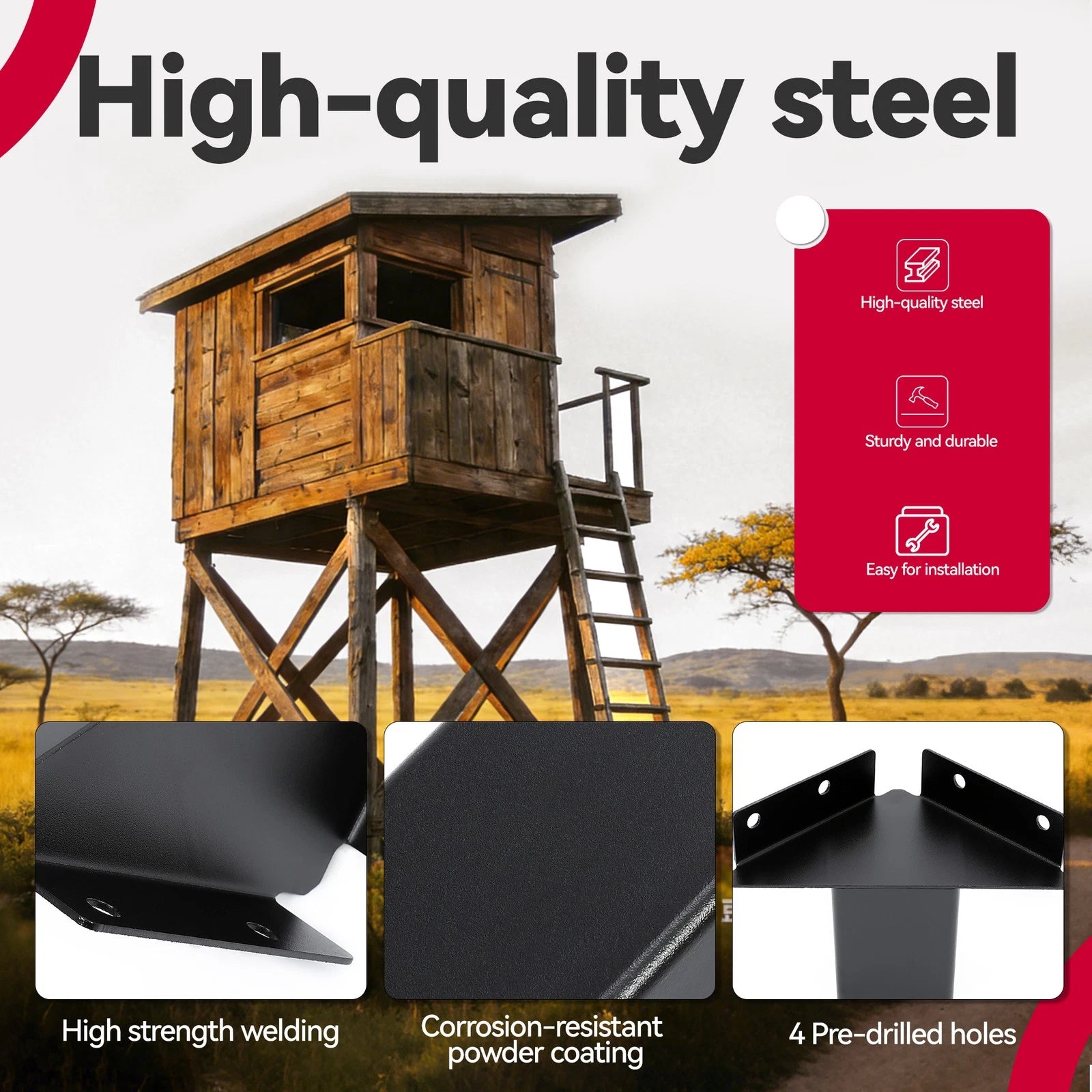 Set of 4 Heavy Duty Deer Elevator Brackets for Tree Stand