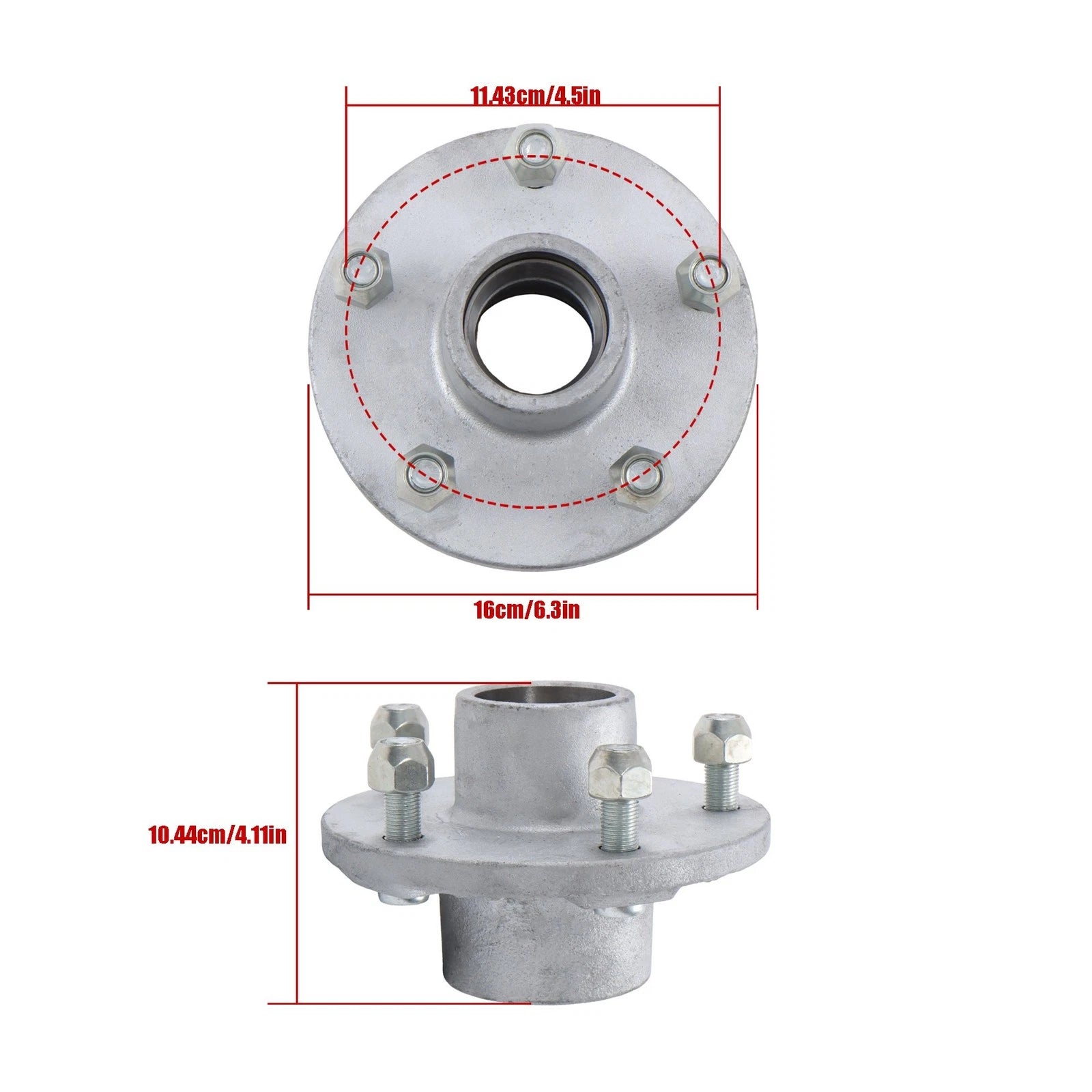 Set of 2 Galvanized Trailer Wheel Hub Assemblies for 3500 lb Trailer
