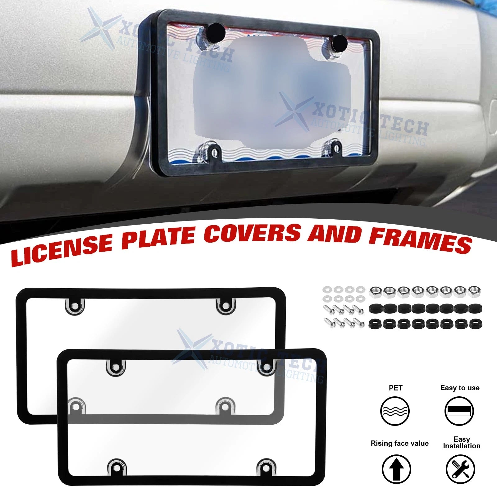 License Plate Frame Holder for Standard US Plates (Fits All) 2020-2025