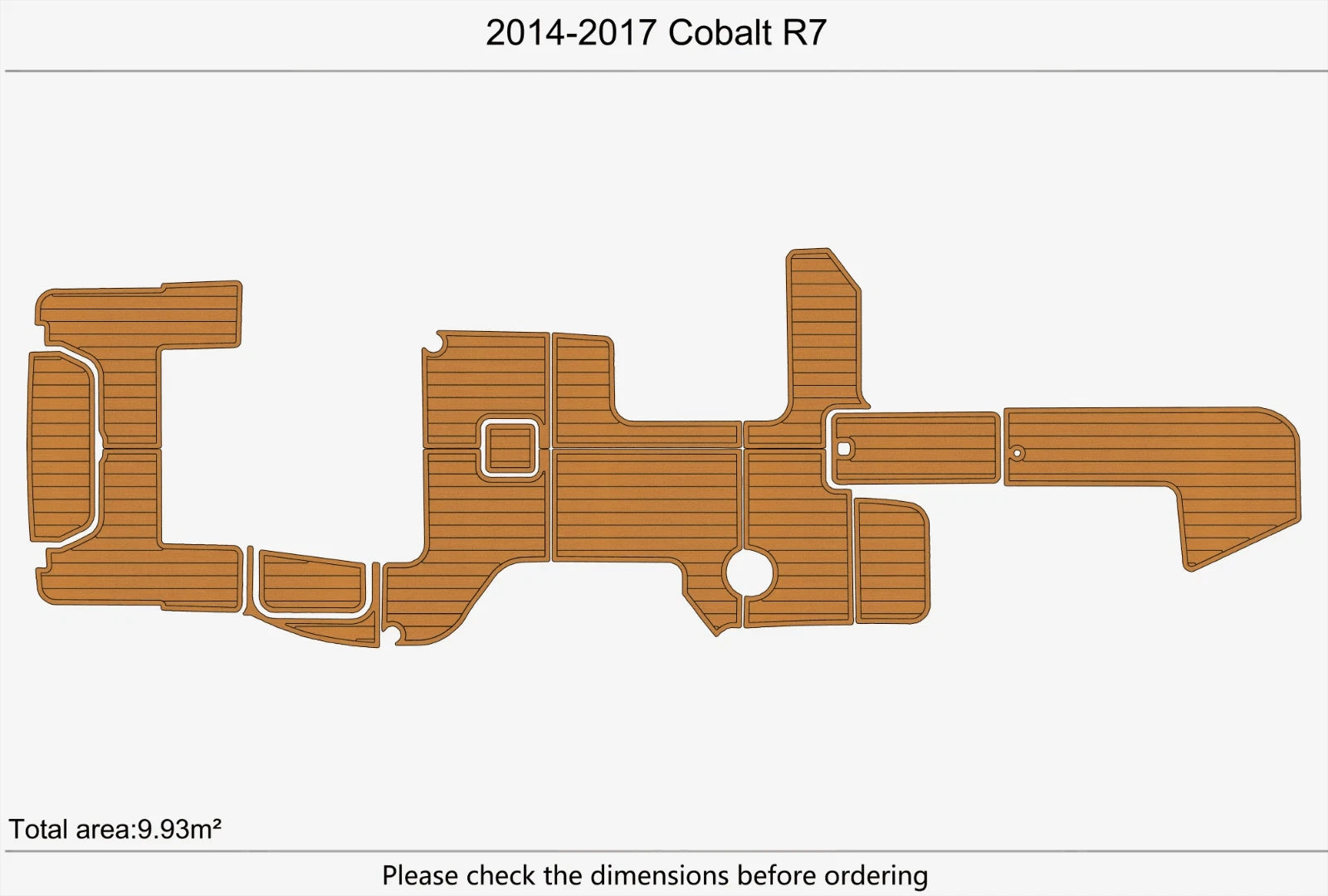 EVA Pads for 2016 Cobalt R7 WSS Cockpit Swim Platform (Foam Teak Deck)