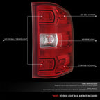 Set of 2 Chrome/Red LED Tail Brake Lights for Sierra Silverado 1500 2500 HD 3500 HD (2007–2014)