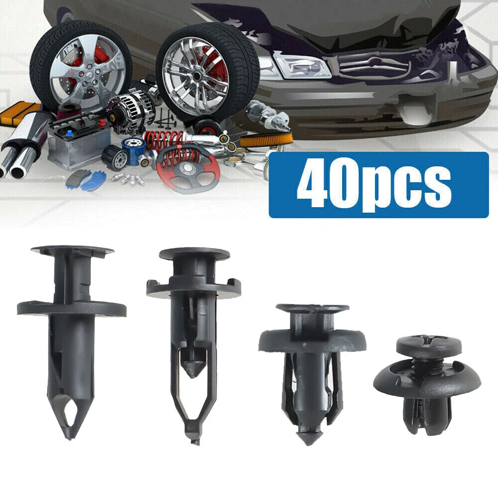 Set of 40 Car Body Plastic Push Pin Rivet Fasteners Clips for Trim Moulding
