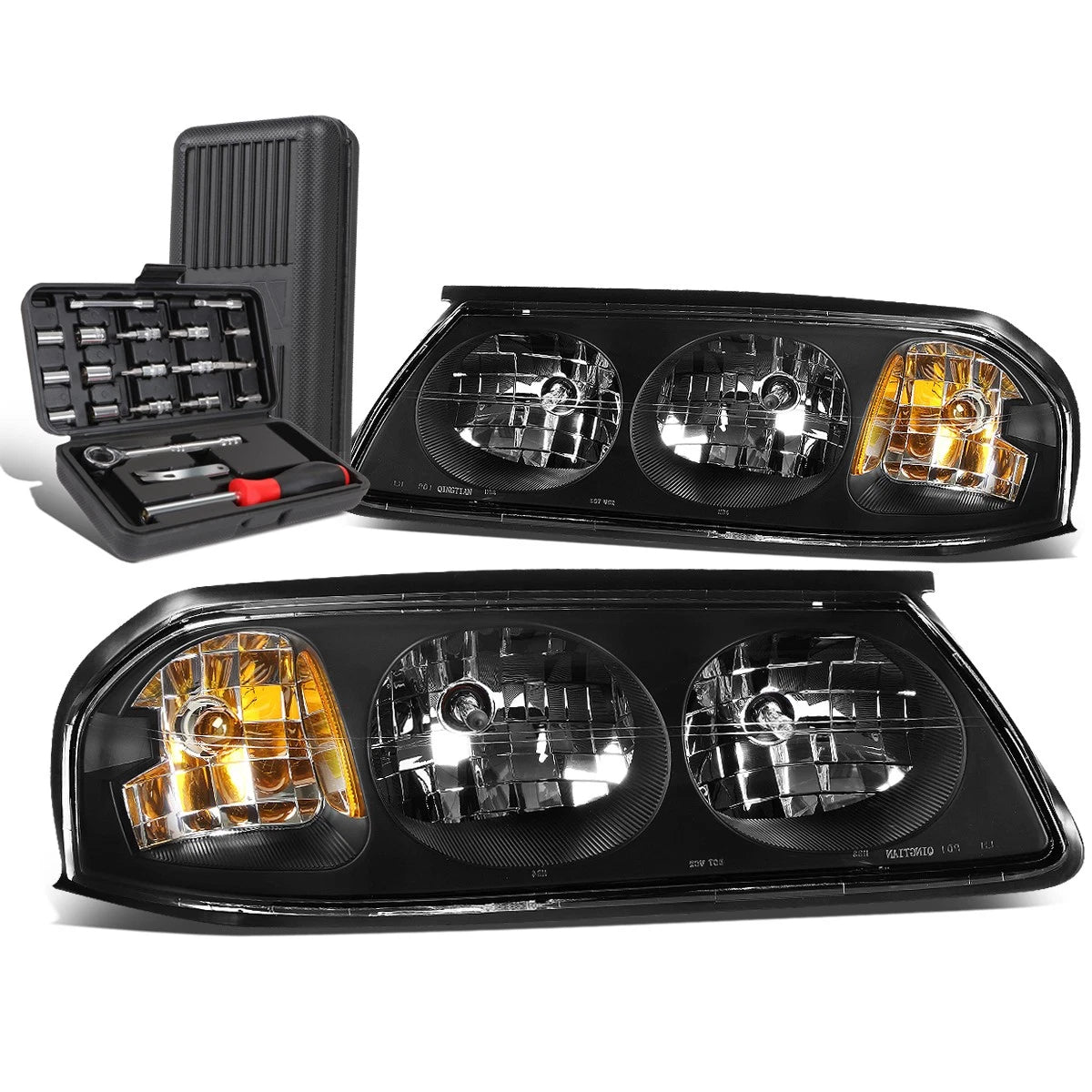 Pair of Black/Amber Side Turn Signal Lights for Chevy Impala (2000–2005)