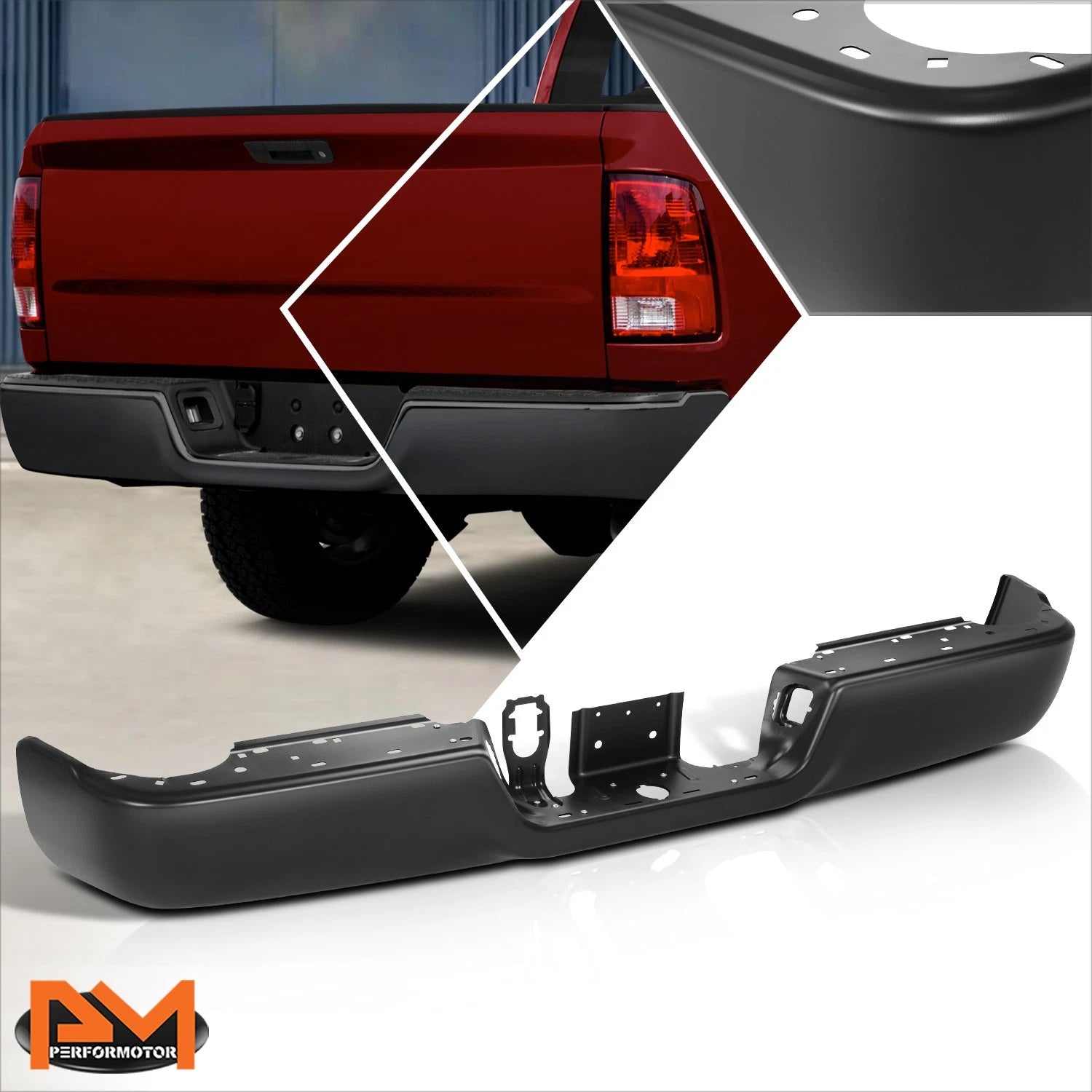 Rear Bumper Bar for Dodge Ram 1500-3500 (2009–2024) w/o Dual Exhaust, Park Sensor Hole