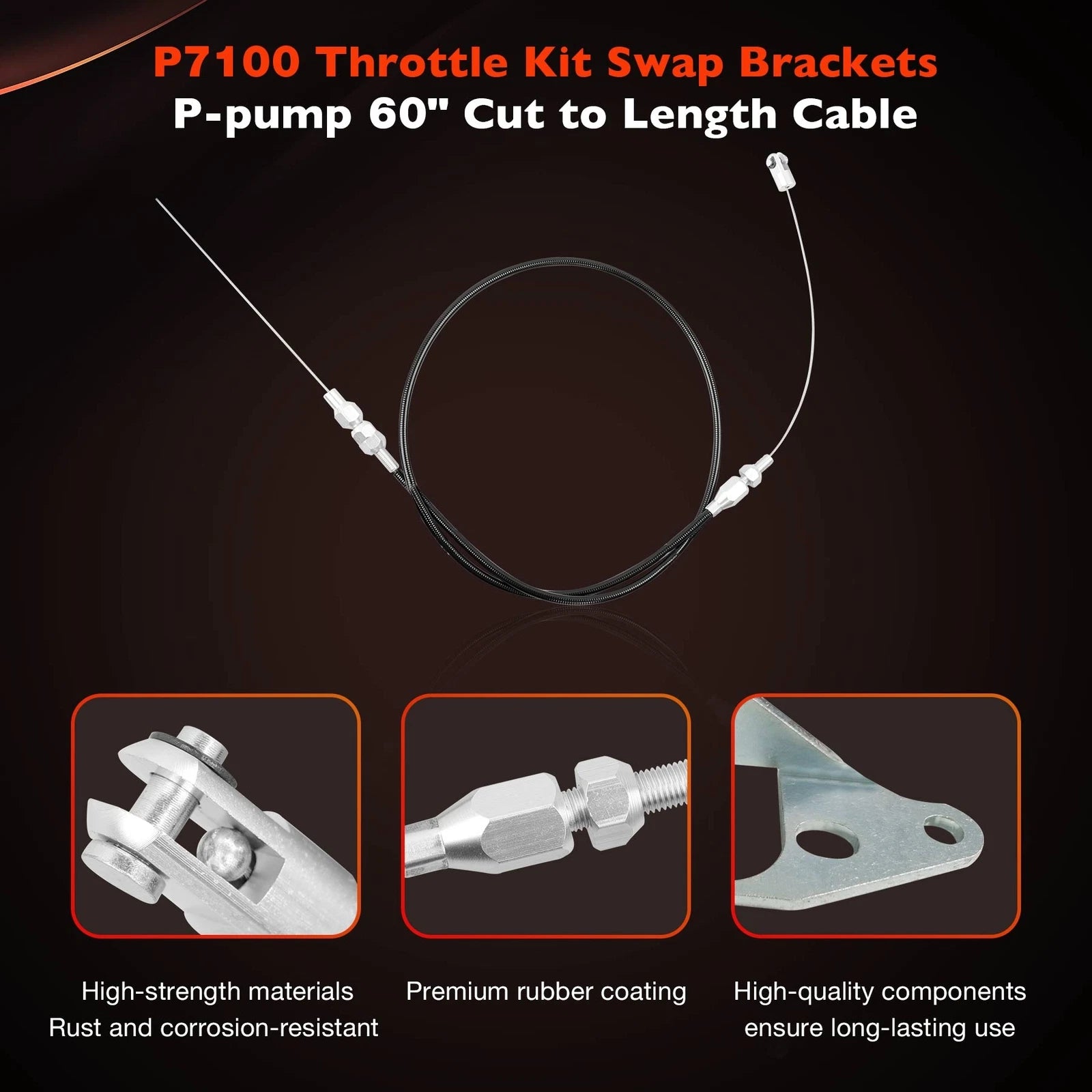 P7100 Throttle Swap Kit for - 60" Cable, Brackets, Springs
