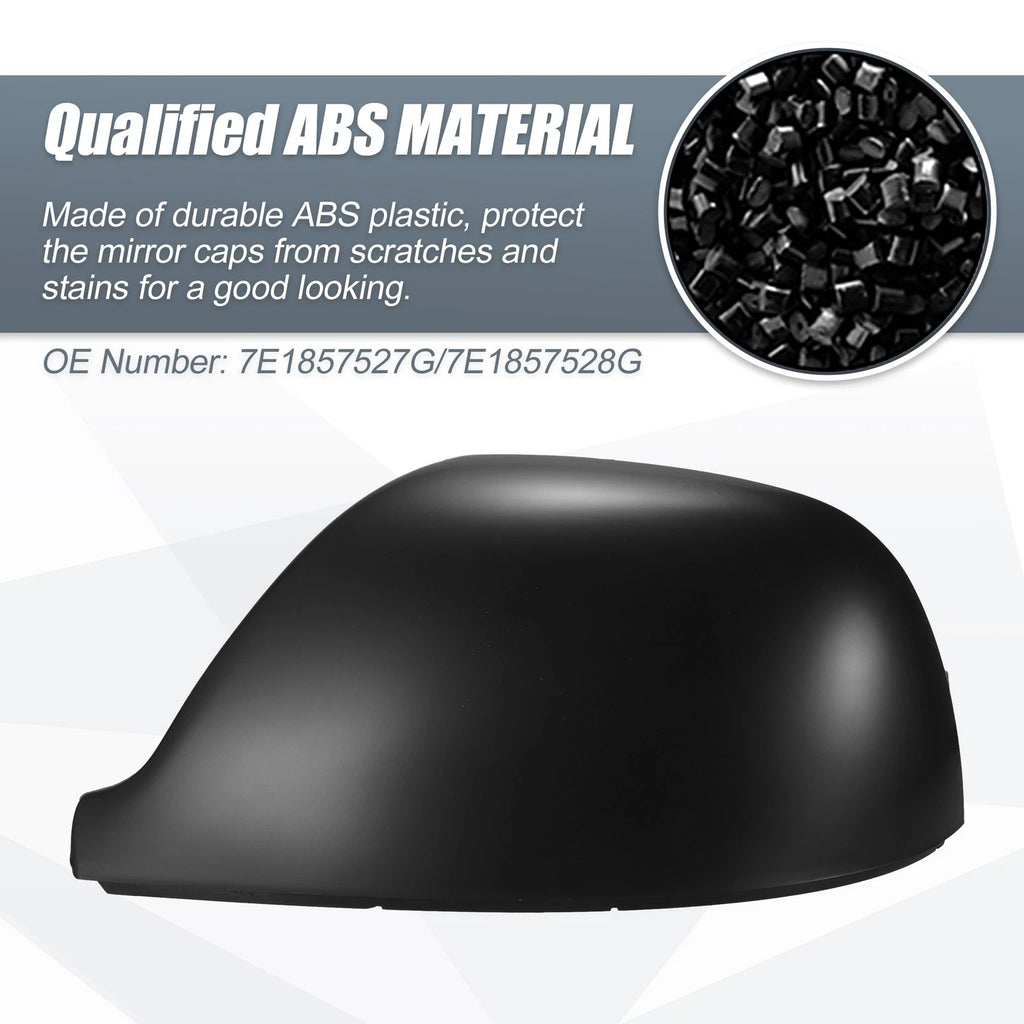 Pair Rearview Mirror Cover Cap Matte Black for Volkswagen Transporter T5 T6 (2003–2019)