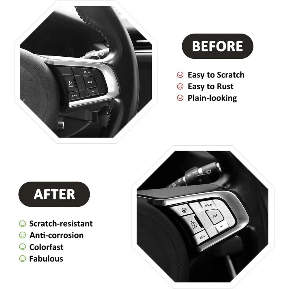 Silver Alloy Steering Wheel Button Cover Trim for Jaguar F-Pace, F-TYPE, XE, XF (2016-2023)