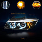 LED Headlight Set for GMC Sierra/Yukon (1999–2007) Black Amber