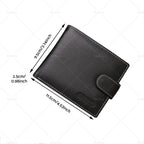Mens Wallet Bi-Fold Black Cowhide Leather with Card Slots & Coin Pocket