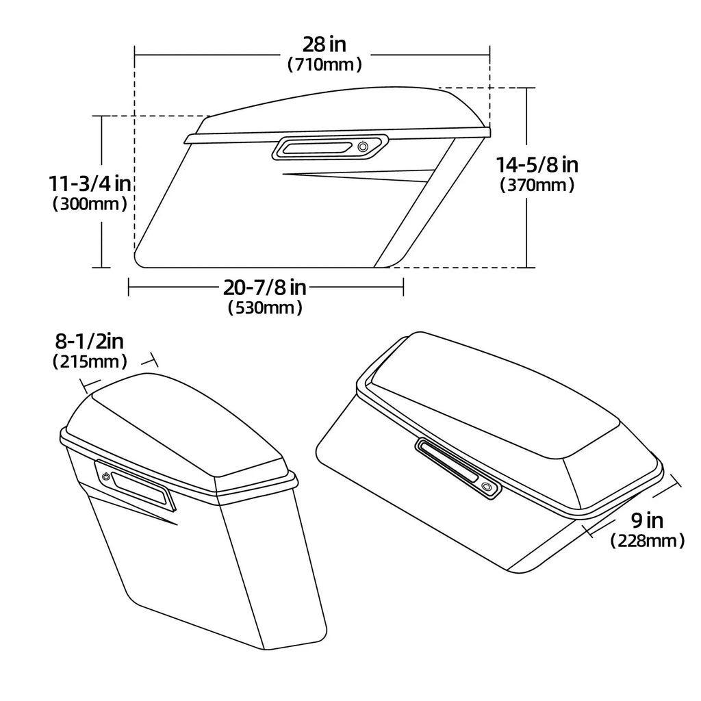 Hard Saddlebags with Chrome Brackets for Harley Softail Fatboy (1990–2023)
