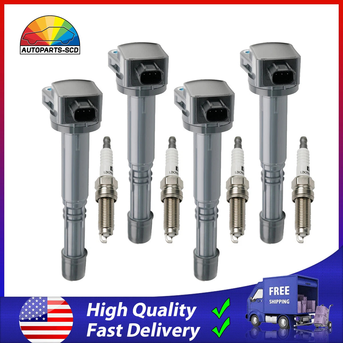 4X Ignition Coils & 4X Spark Plugs for Honda Accord Civic CRV (2008–2018) UF602