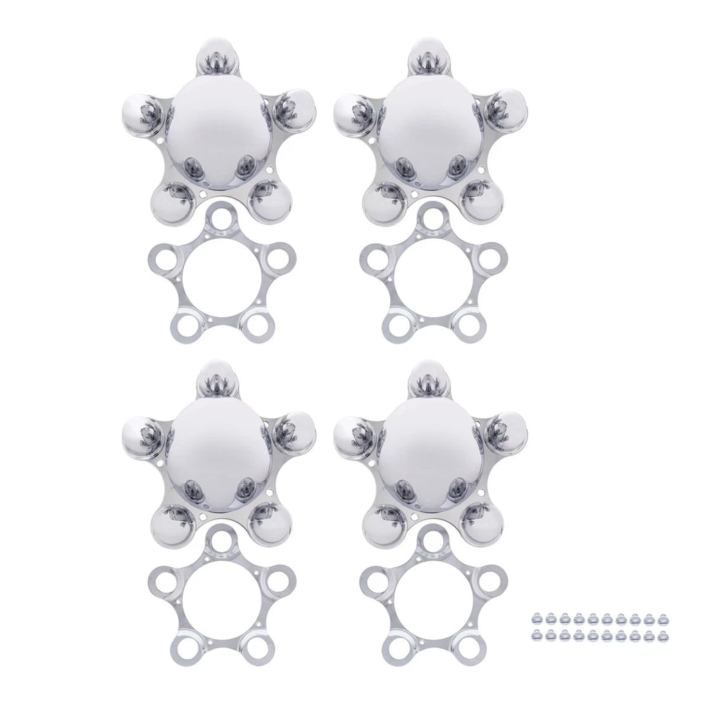 Metal Hub Caps Set of 4 Chrome 5 Lug 4-3/4 for Vintage Spider Wheels (1970–1990)