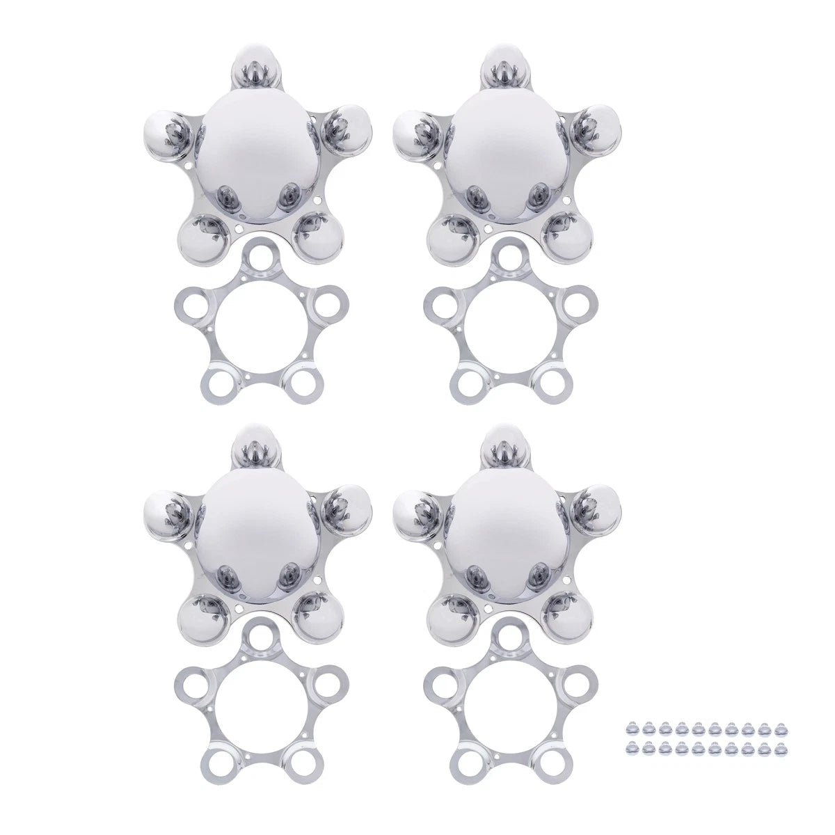 Metal Hub Caps Set of 4 Chrome 5 Lug 4-3/4 for Vintage Spider Wheels (1970–1990)