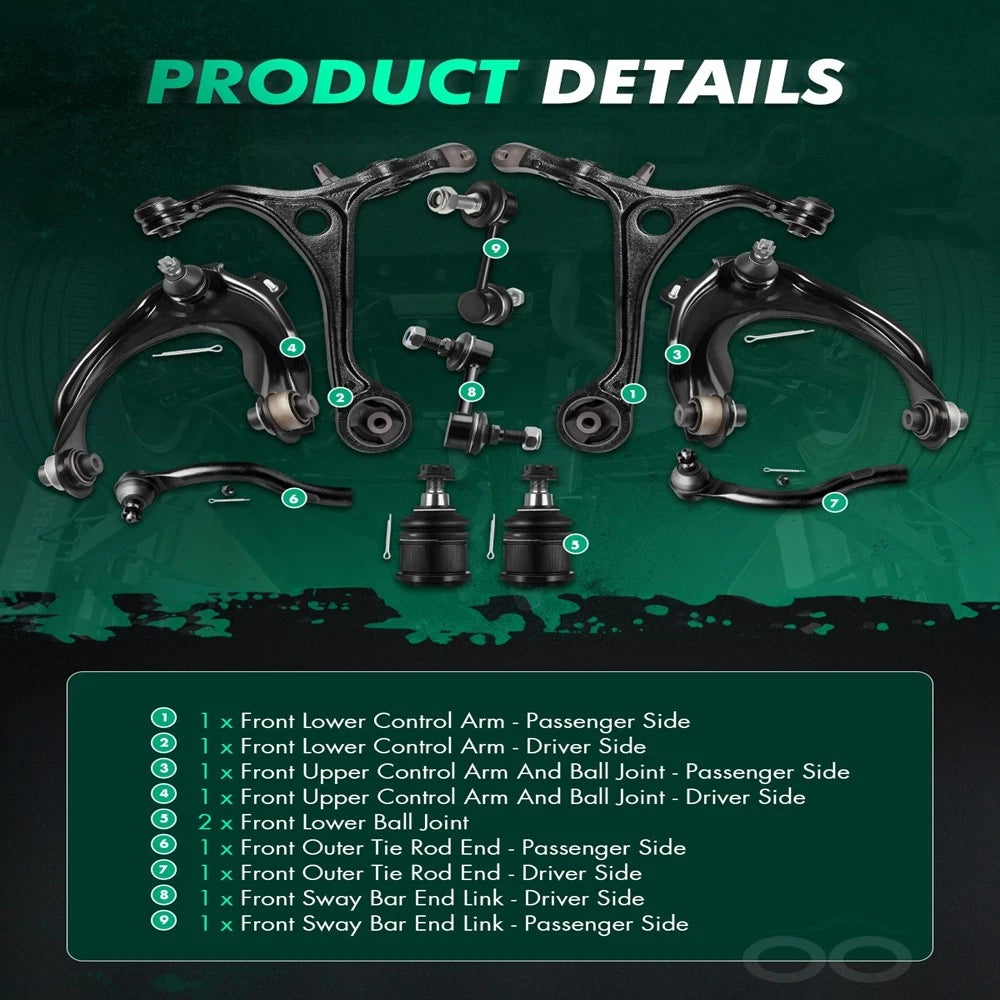 Front Control Arm and Ball Joints Tie Rod Suspension Kit for Honda Accord (2003–2007)