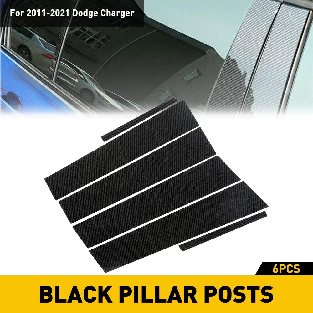 Set of 6 Carbon Fiber Pillar Posts for Dodge Charger (2011–2021)