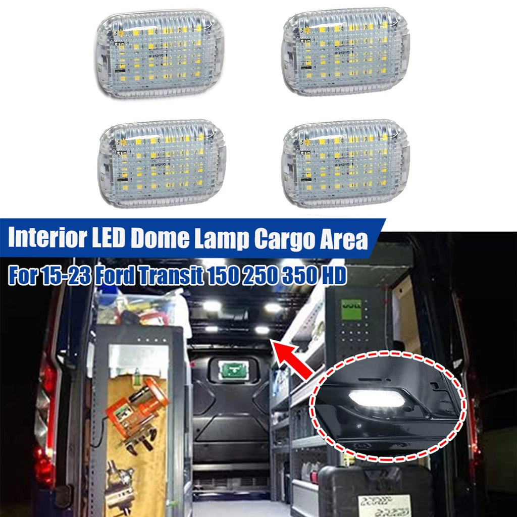 Set of 4 Interior LED Dome Lights for Ford Transit 150 250 350 (2015–2024)