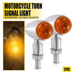 2X Turn Signal Light for Motorcycle (Chrome, Amber)