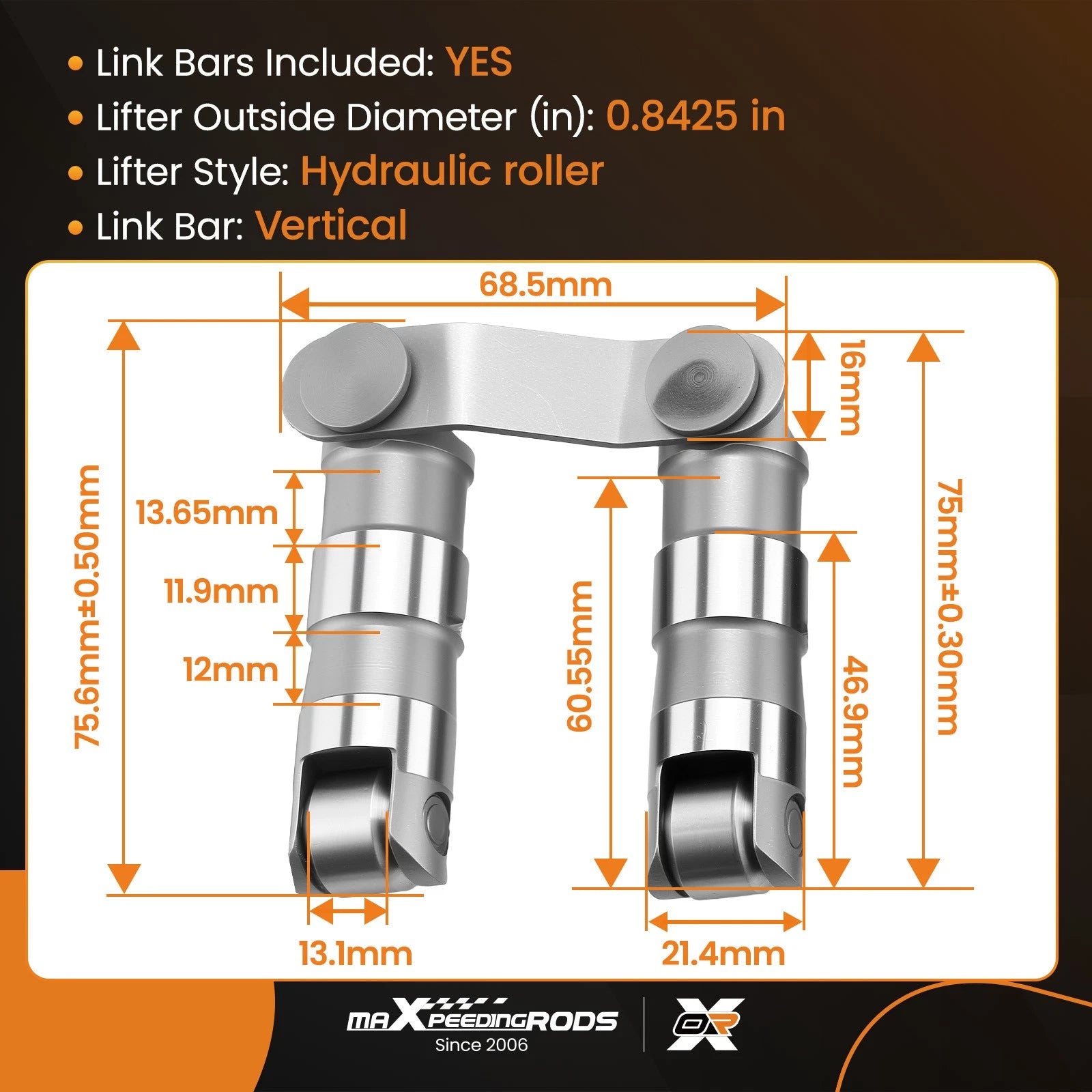 16x Hydraulic Roller Lifters for Chevy Big Block BBC (1965–2000)