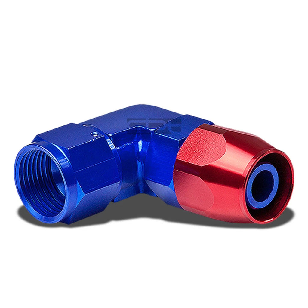 90 Degree AN10 Red/Blue Aluminum Anodized Swivel Hose End Fitting Adapter