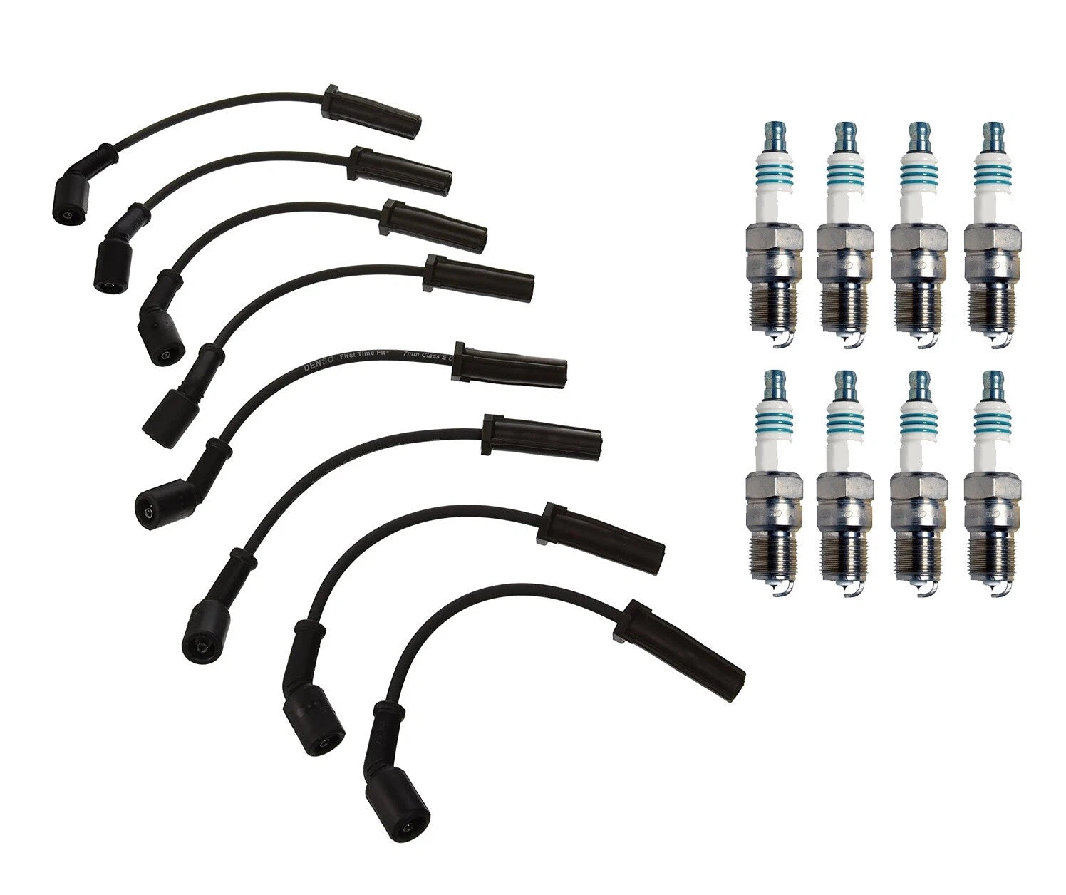 Denso 7mm Wire Set 8 Iridium Power Spark Plug Kit for V8 4.8L 5.3L 6.0L 7.4L