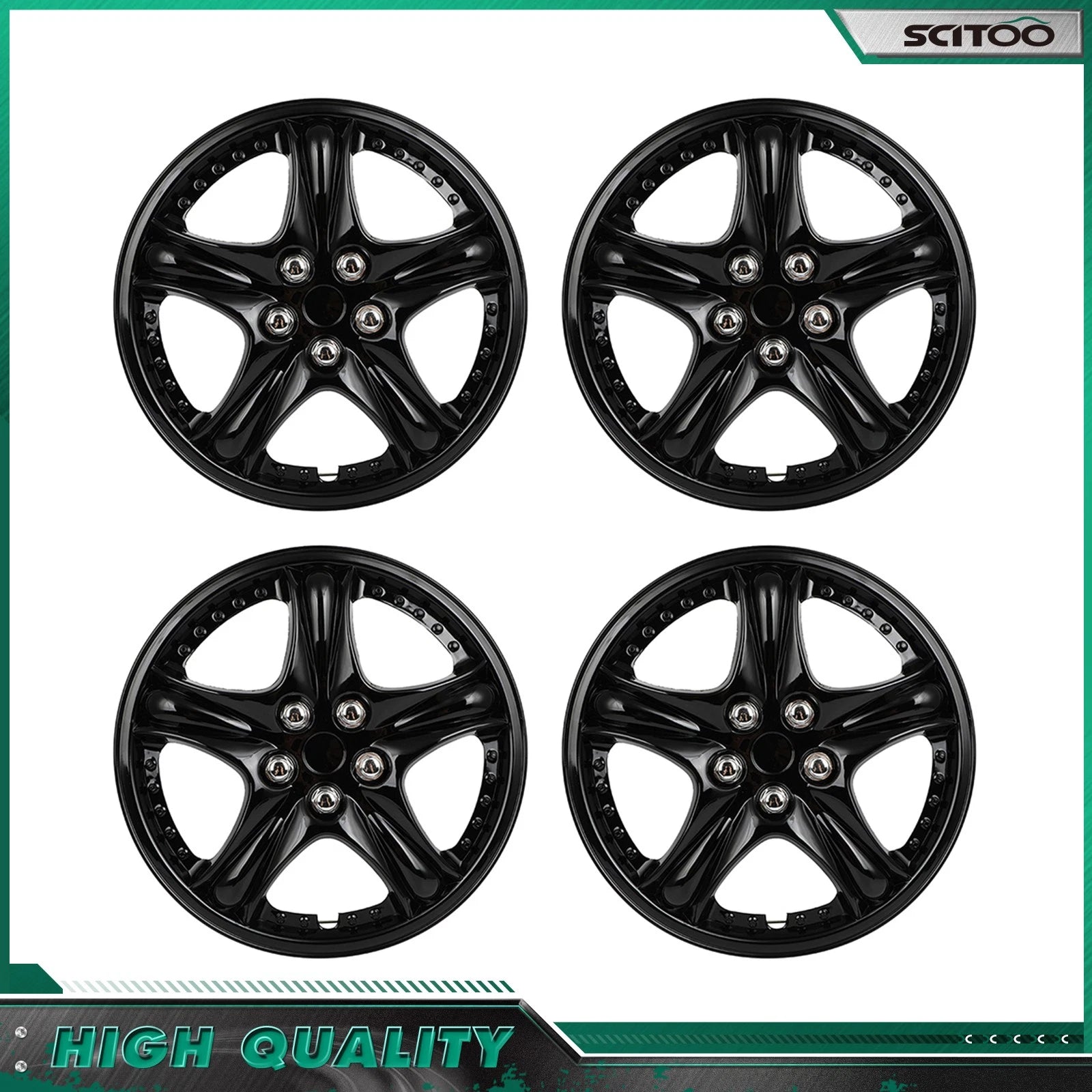 Set of 4 Snap On Full Hub Caps Wheel Covers for Universal Fit R14 (14")