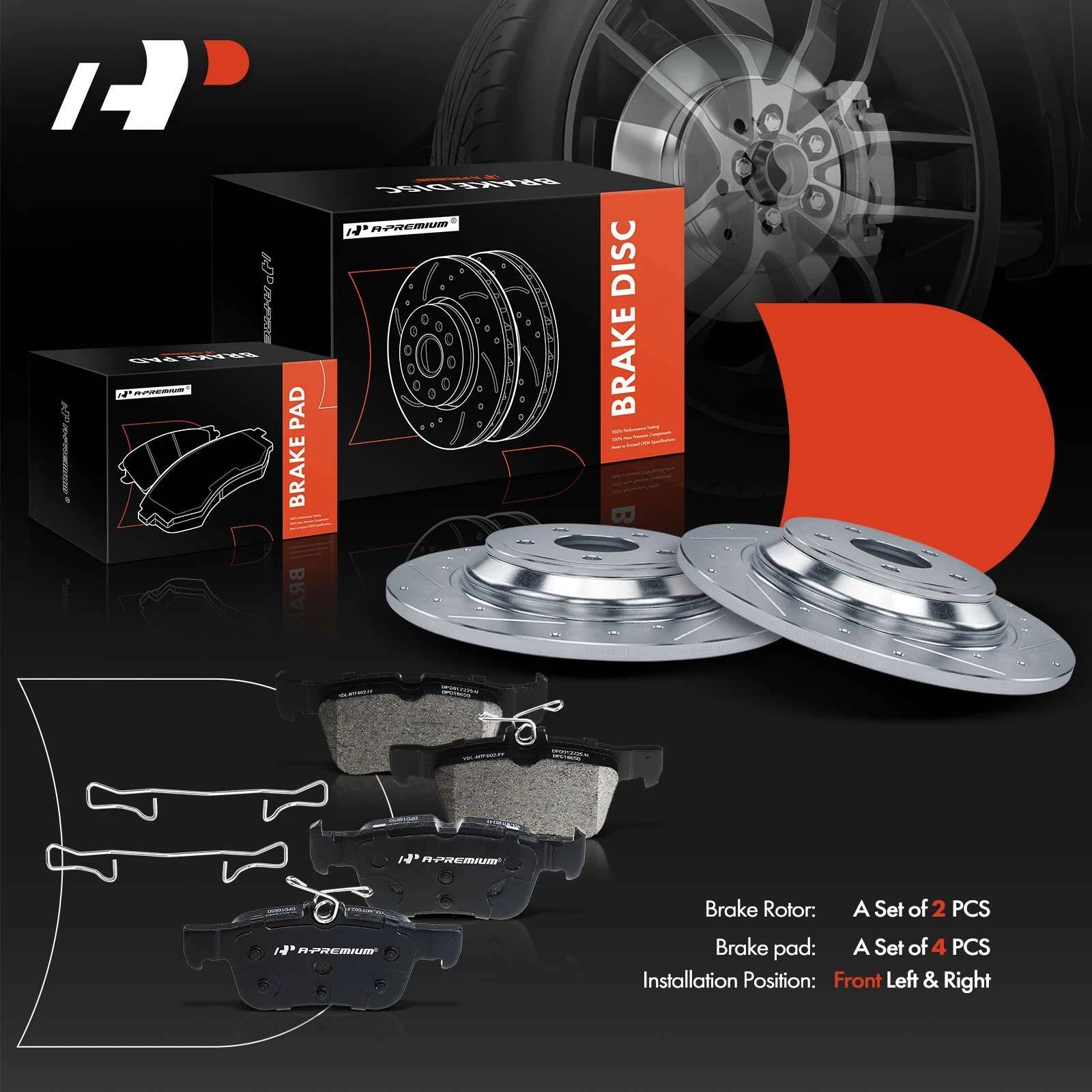 Drilled Brake Rotors + Brake Pads for Ford Escape Lincoln Corsair (2020–2023)