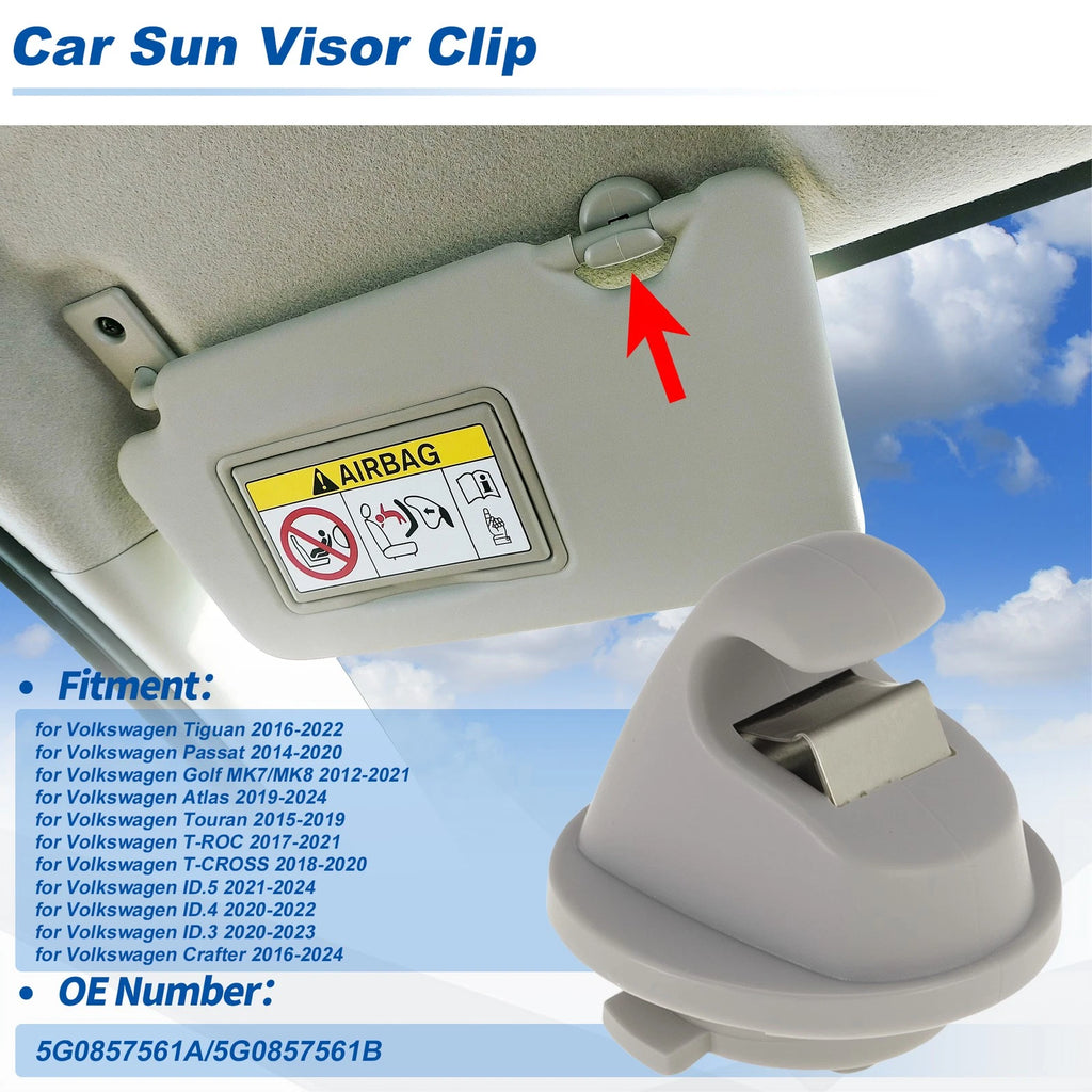 Sun Visor Clip for Volkswagen Tiguan (2016–2022) Beige 5G0857561A