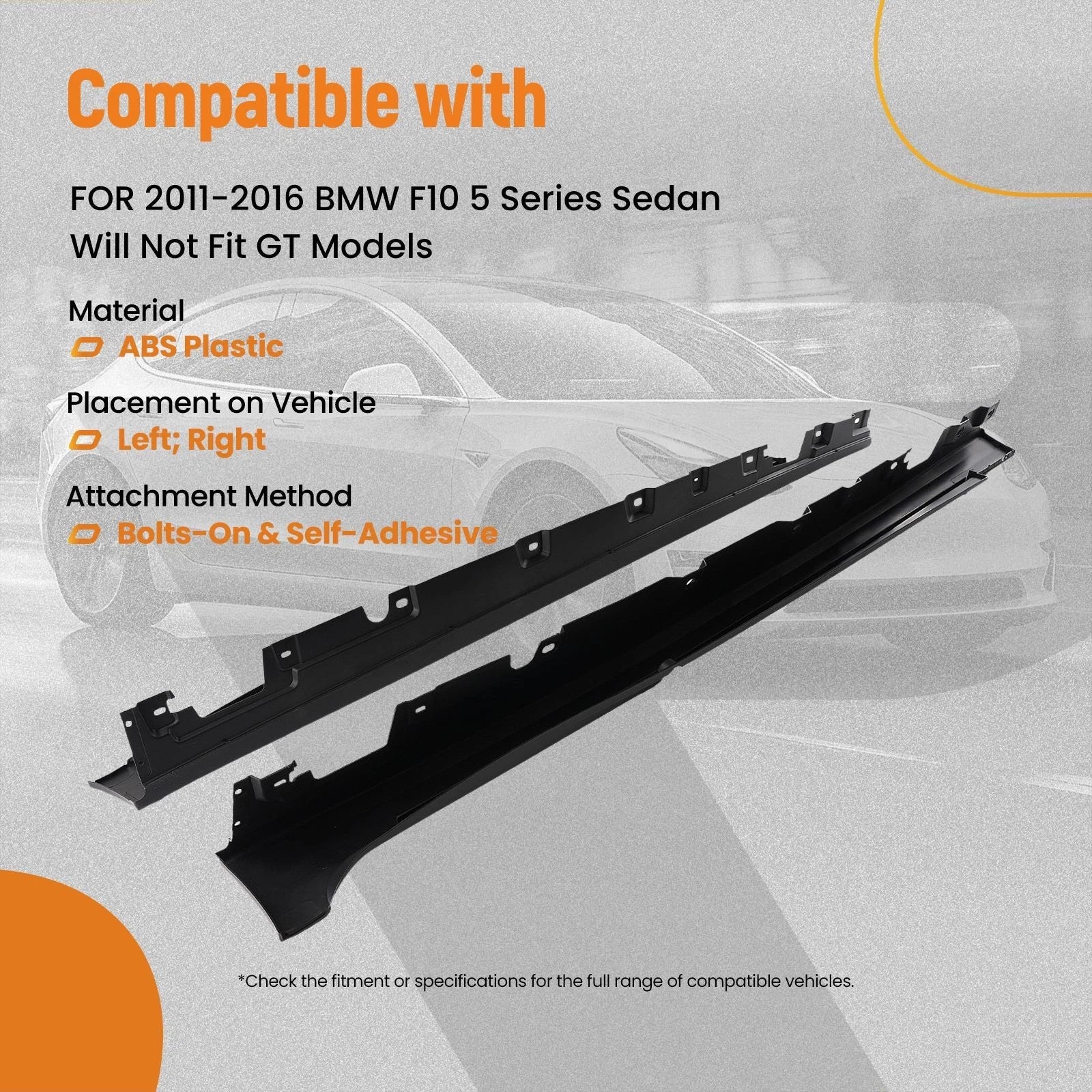 Side Skirt Extension Panels for BMW F10 5 Series Sedan (2011–2016) M5 Style