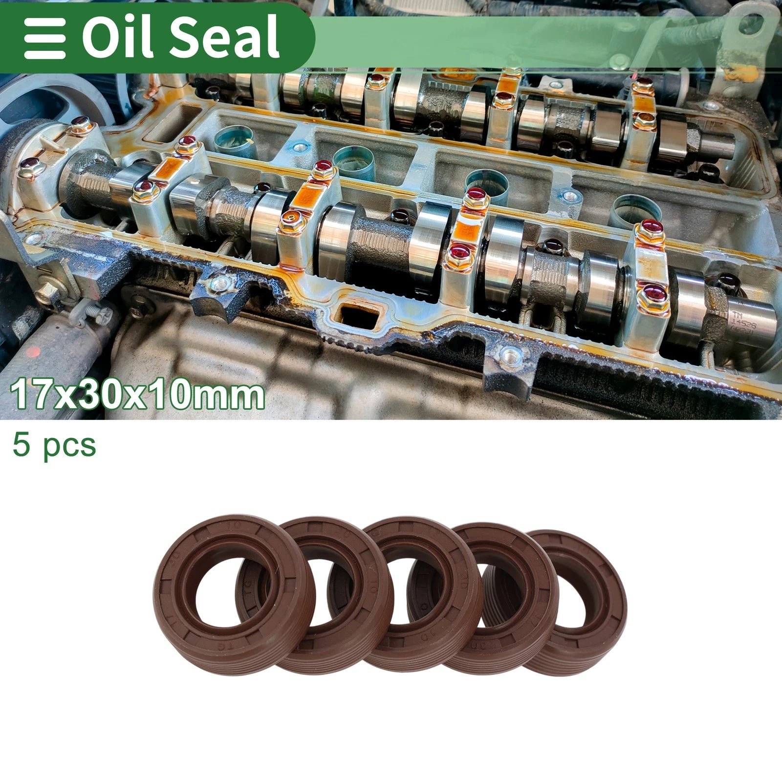 Set of 5 Oil Seals FKM Rubber 17x30x10mm High Pressure