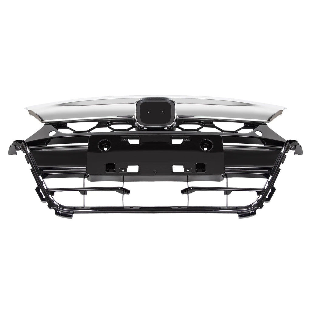 Front Bumper Grille for Honda Accord (2018–2019) Black with Chrome Molding