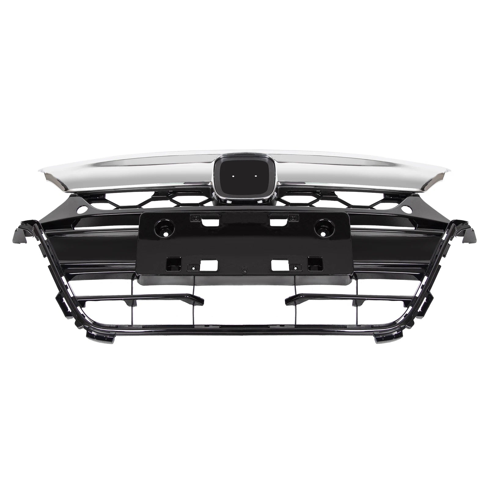 Front Bumper Grille for Honda Accord (2018–2019) Black with Chrome Molding