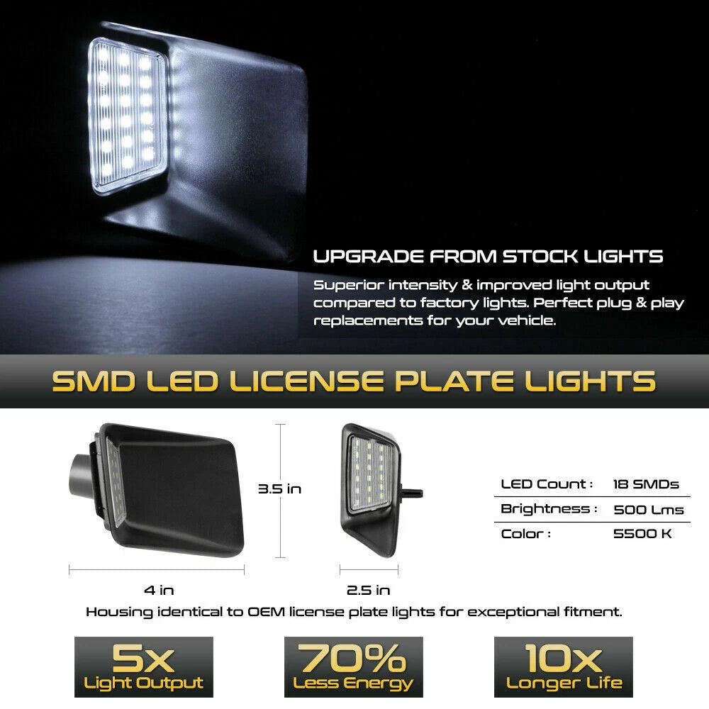 2X LED Rear Bumper License Plate Light for Chevy Colorado GMC Canyon