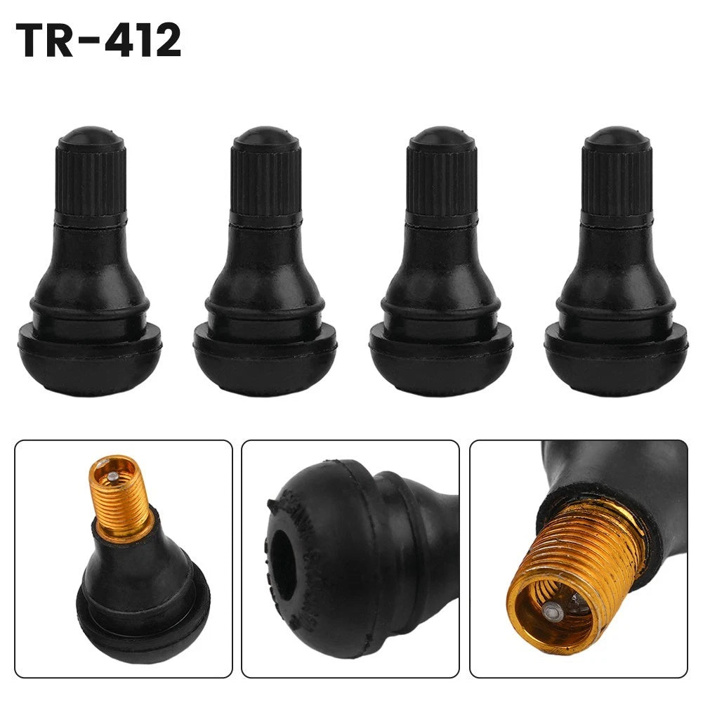 Set of 4 TR412 Tire Valve Nozzles with PTFE Seal for Long Lasting Use