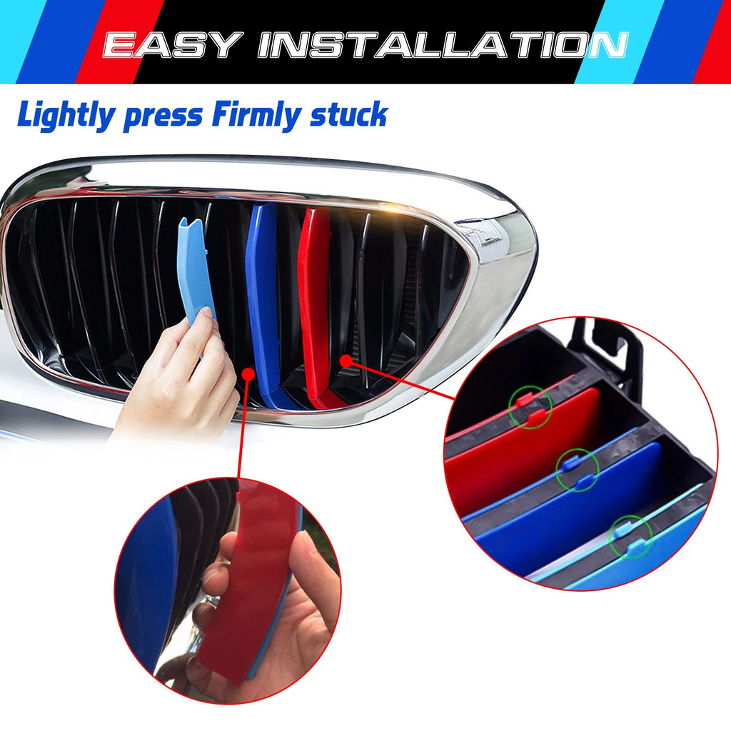 M-Color Stripe Kidney Front Grille Insert Trims for BMW 5 Series GT F07 (2009-2017)