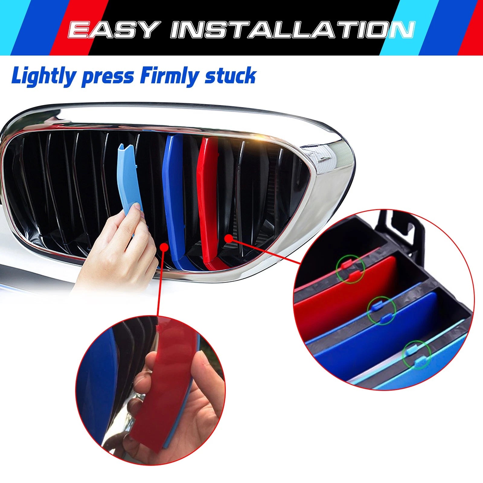 M-Color Stripe Kidney Front Grille Insert Trims for BMW 5 Series GT F07 (2009-2017)
