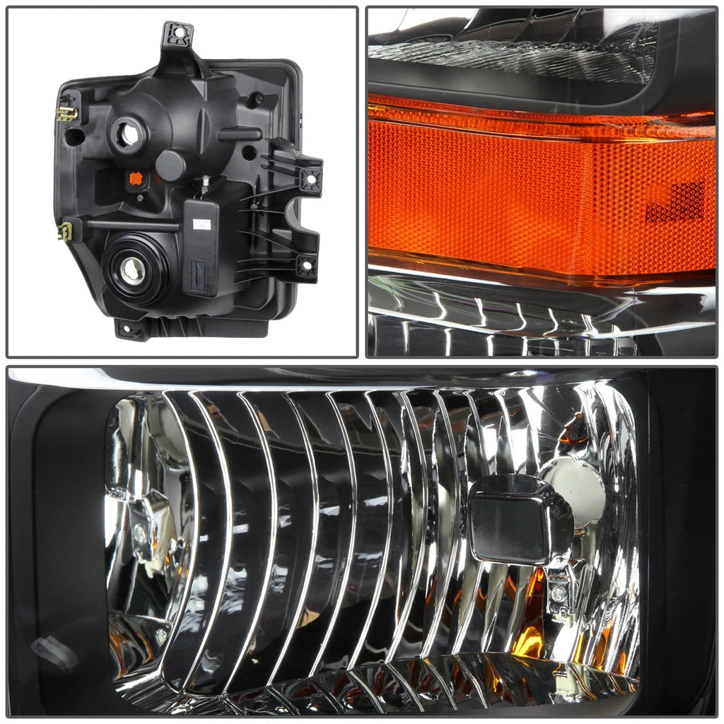 Pair of Black Housing Amber Side Headlights for Ford Super Duty (2008–2010)