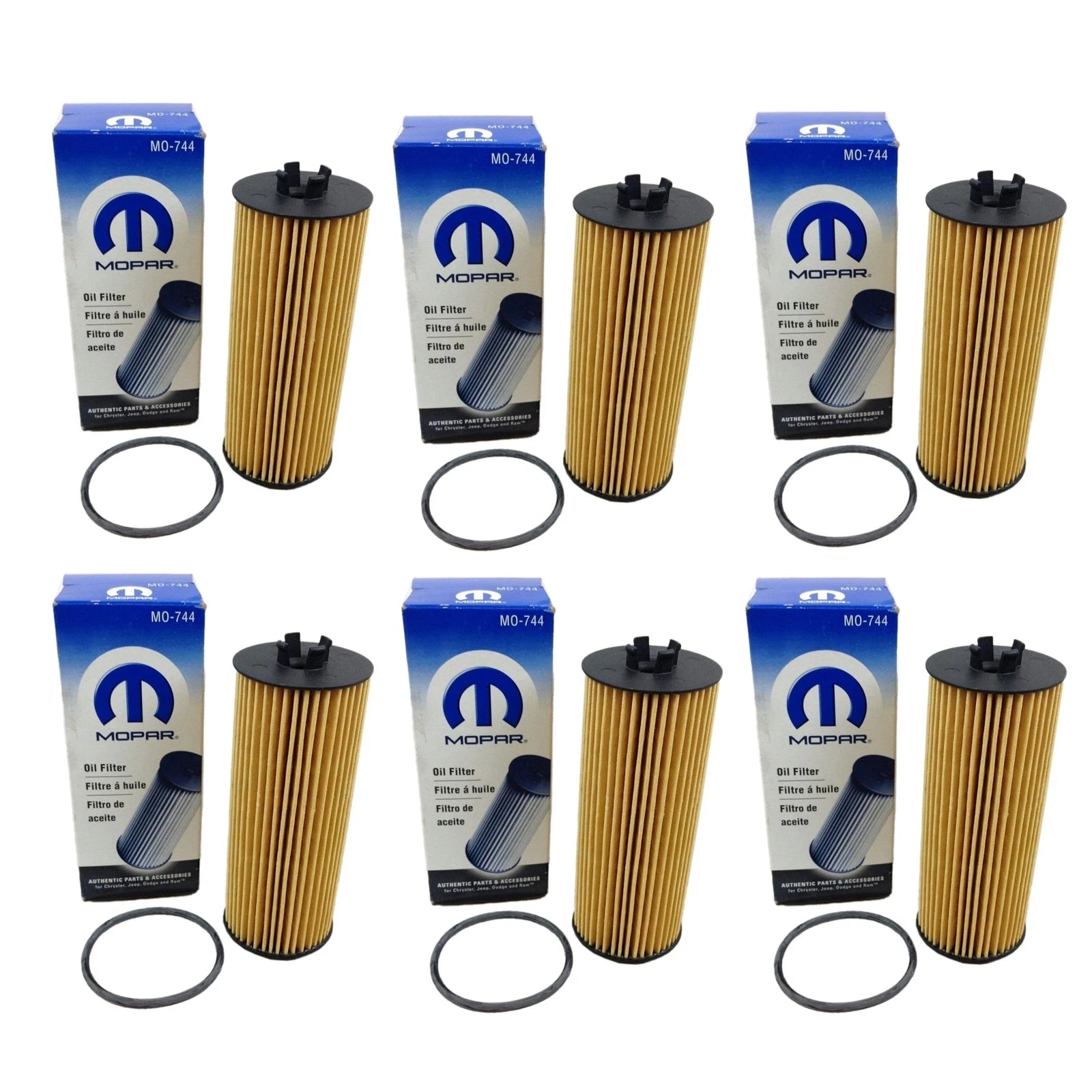 Set of 6 Engine Oil Filters for Chrysler Dodge Jeep Ram 3.6L V6 (OEM)