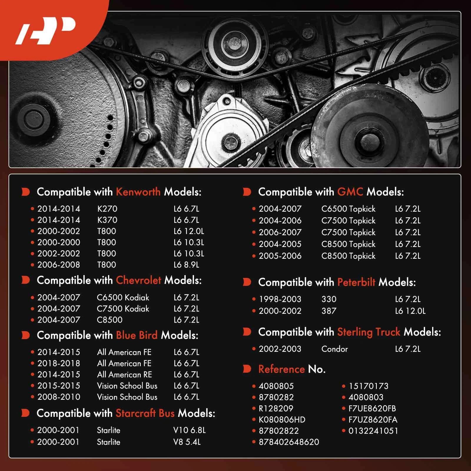 Heavy Duty Serpentine Belt for Ford Chevrolet GMC Kenworth