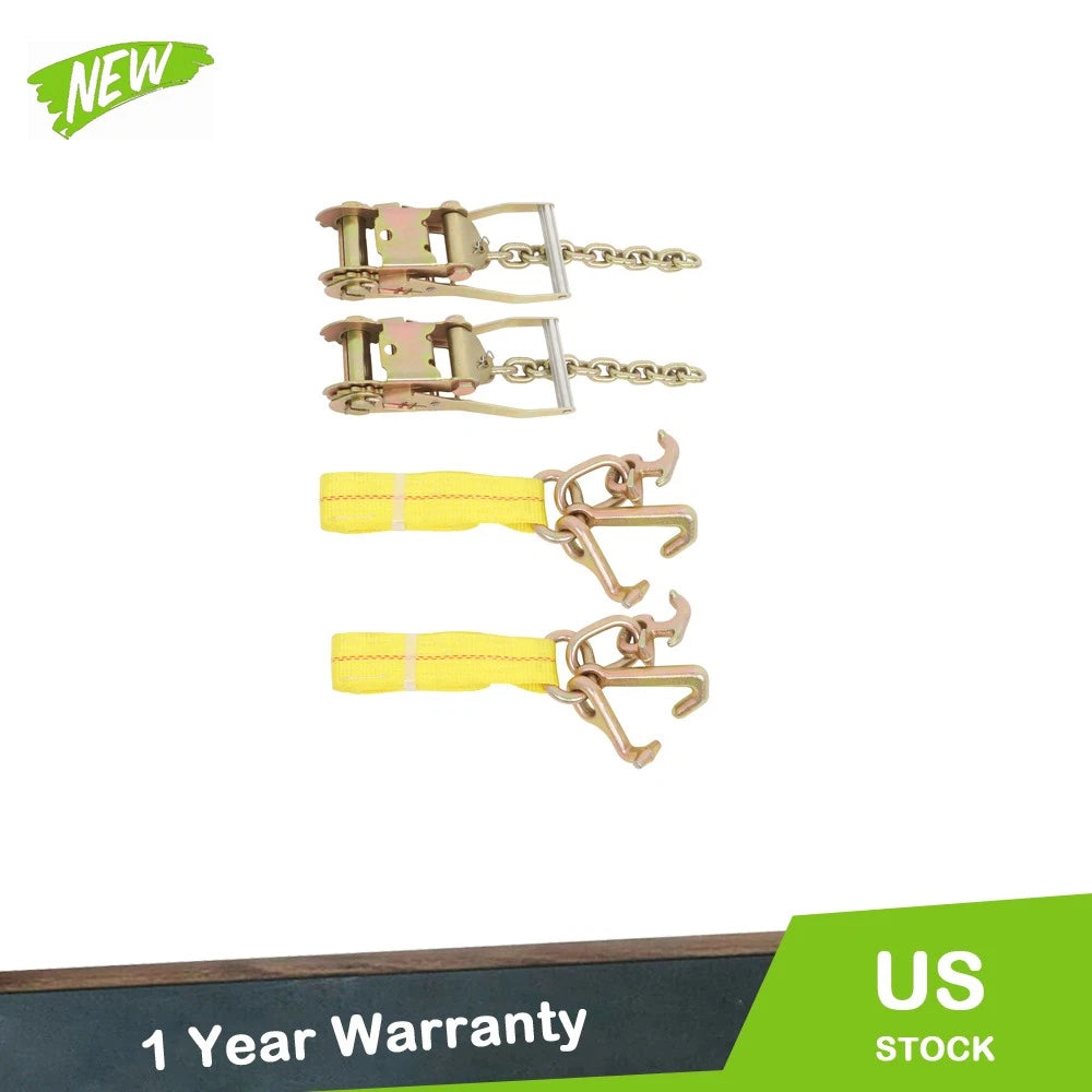 2X 2" Heavy Duty Chain Ratchet Straps - 3333lbs Working Load Limit