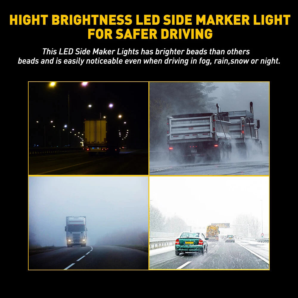 Set of 4 Red LED Side Marker Lights for Truck Trailer (Waterproof)