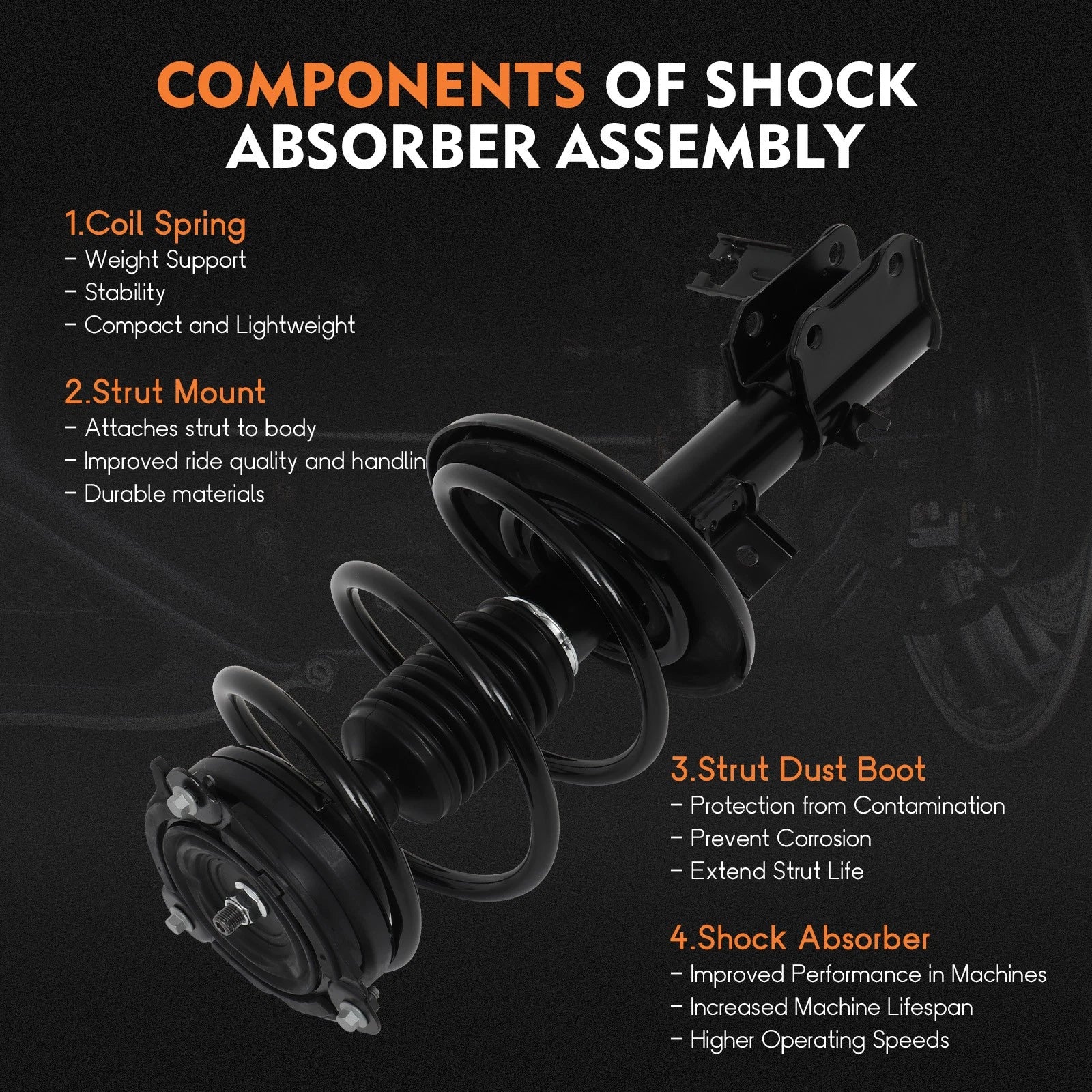 Set of 2 Front Complete Struts for Nissan Altima (2013-2017)