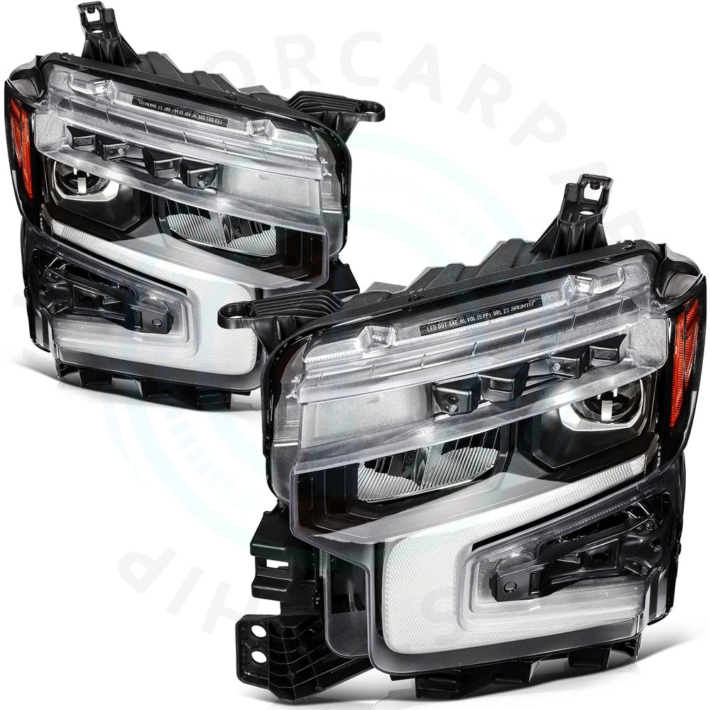 2X Black Headlight Assembly for Chevy Silverado 1500 (2022–2024)