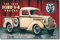Vintage Replica Tin Metal Sign for Ford V8 Trucks (1939)