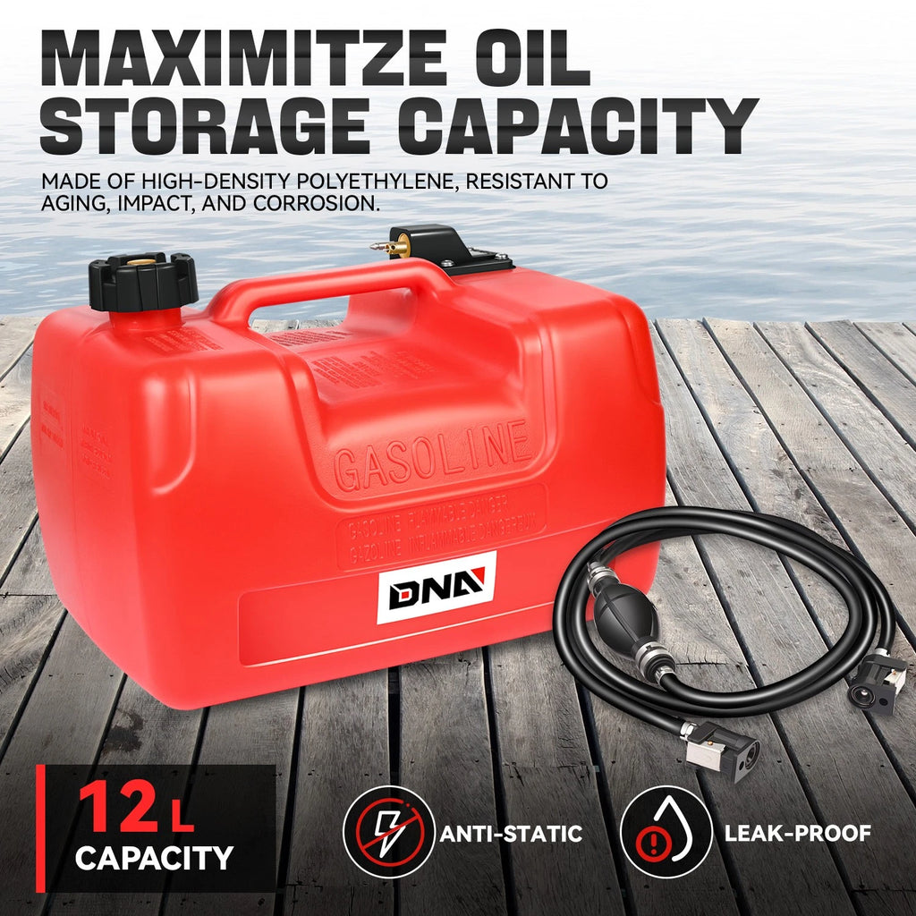 12L Portable Gasoline Diesel Fuel Tank w/ Pump for Marine Boat Motor