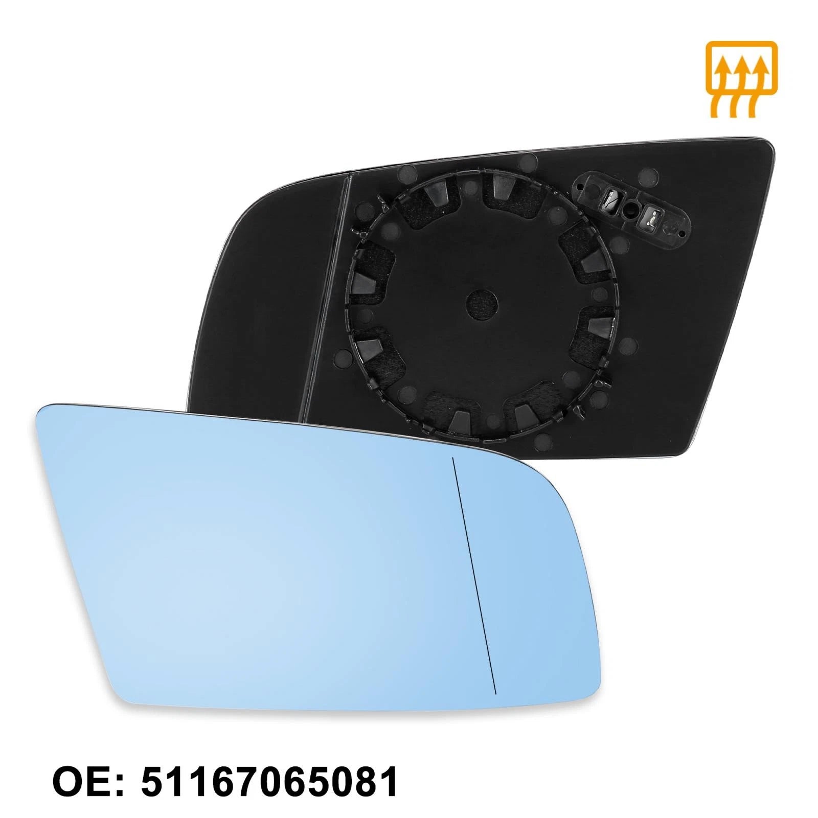 Heated Blue Mirror Glass Replacement RH for BMW 550i 525i 545i (2006–2010)