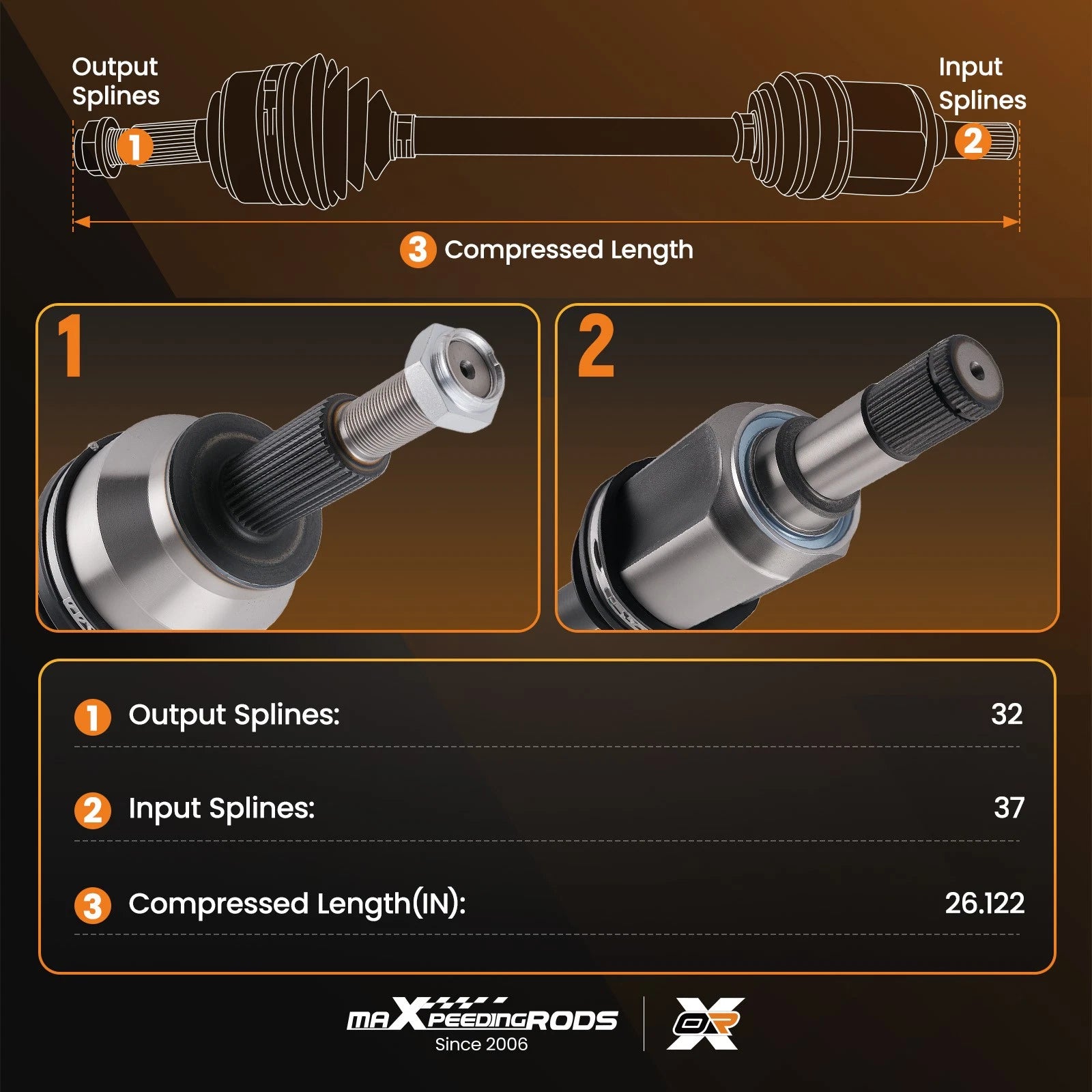 Front Left CV Axle for Dodge Durango (2011–2023) Jeep Grand Cherokee (2011–2021)