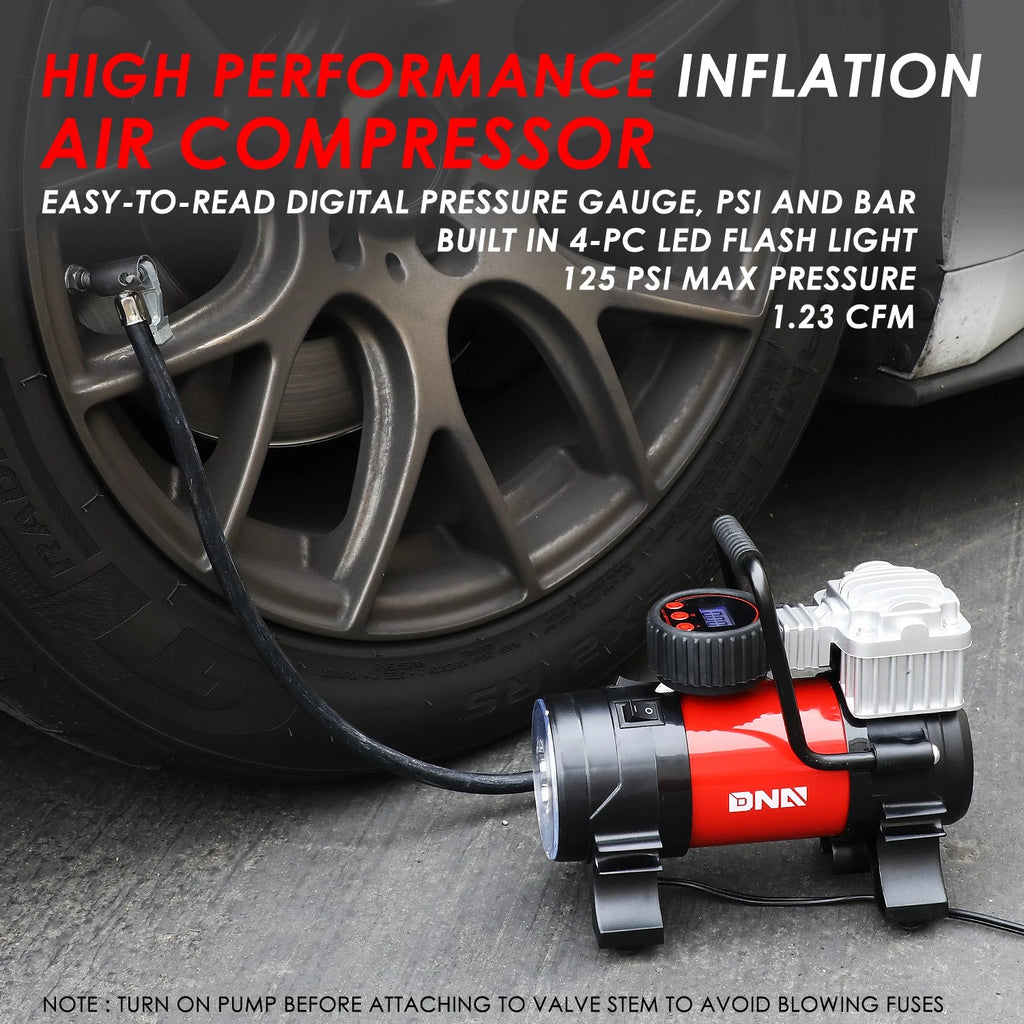 125 PSI Electric Air Compressor Inflator for Car Bike with LED Reading