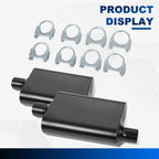 16Pcs Exhaust System Kit with Mufflers & Clamps for Hot Rod (DIY)