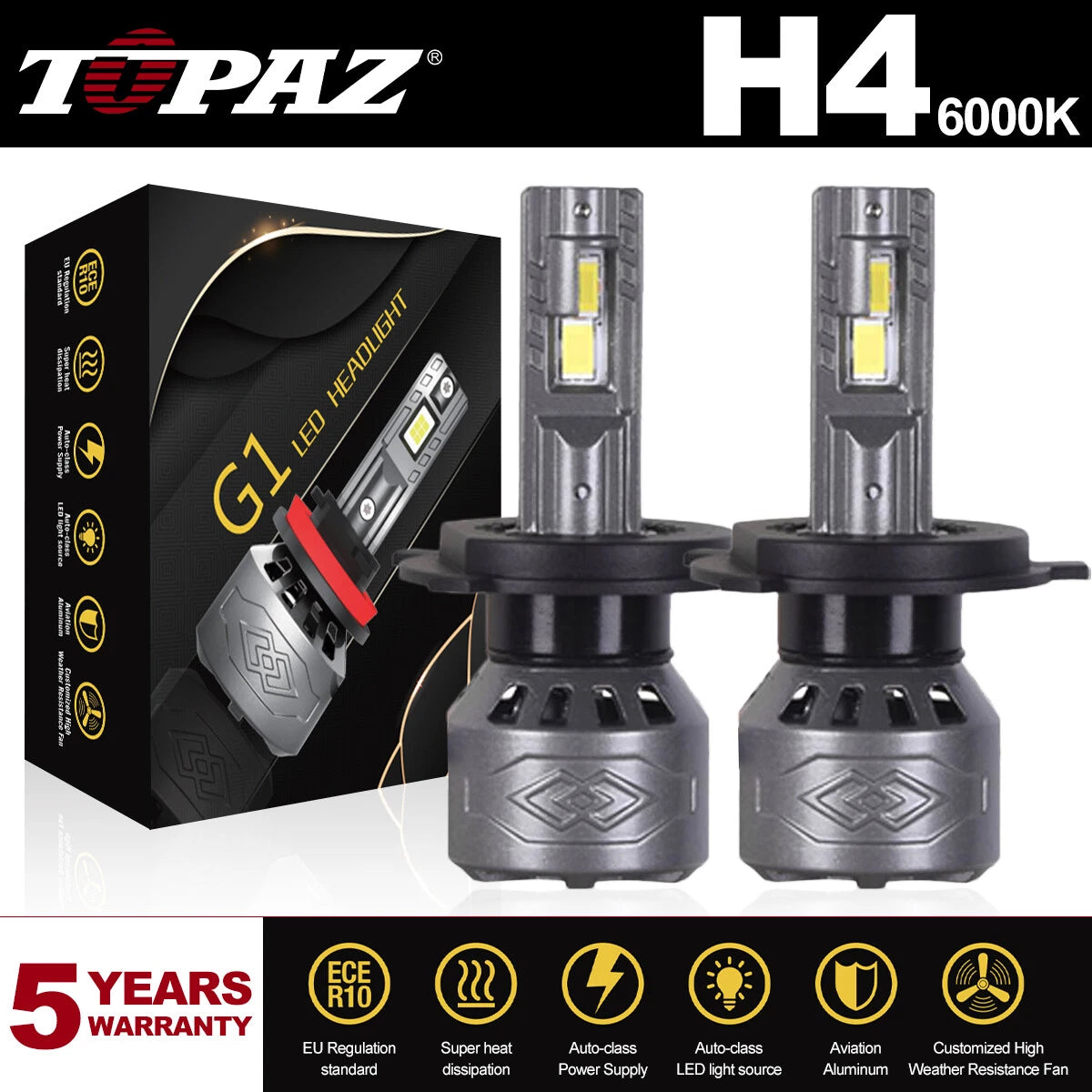 Set of 2 H4 LED Headlight Bulbs for  