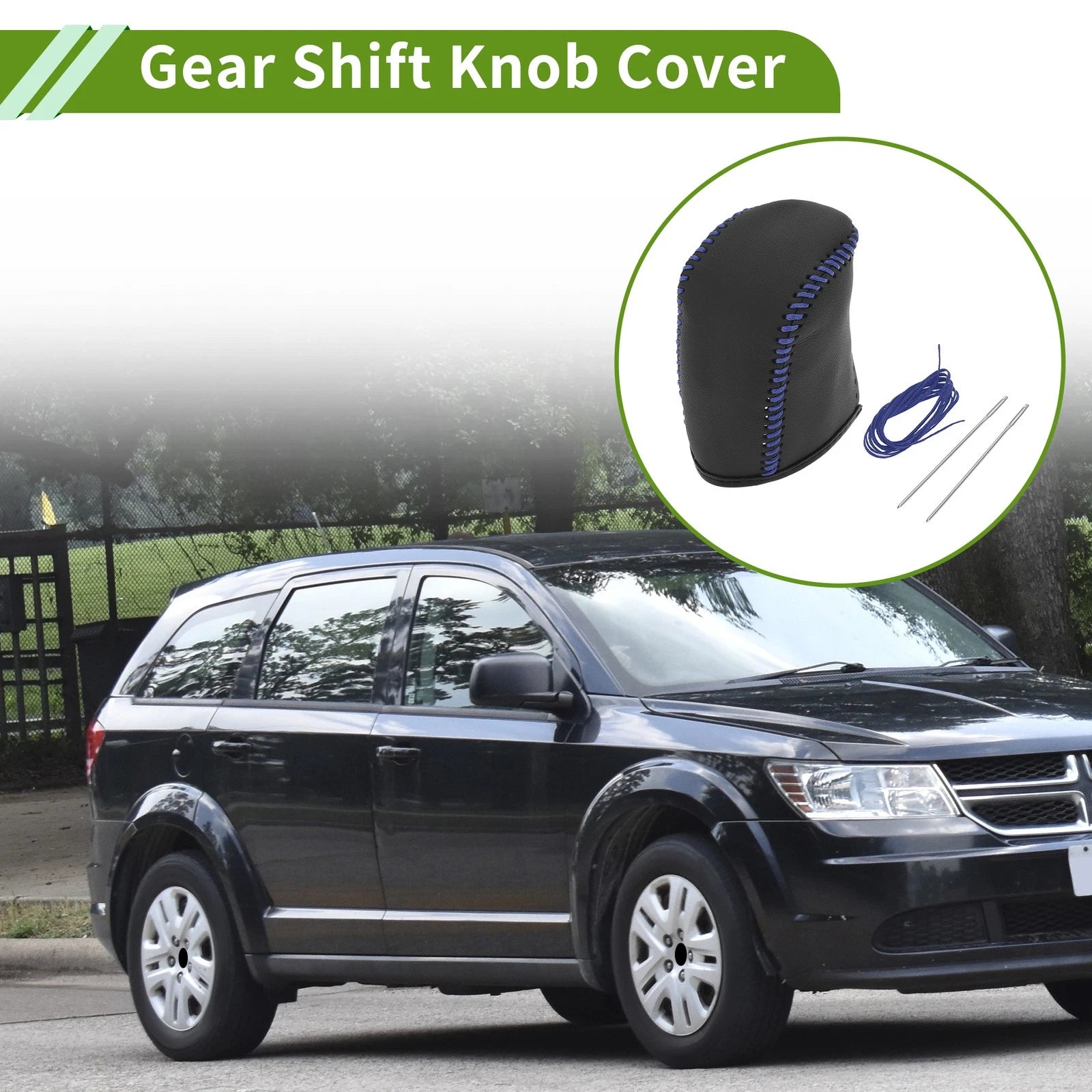 1 Pc Gear Shift Knob Cover for Dodge Journey (2011–2020) Blue Faux Leather